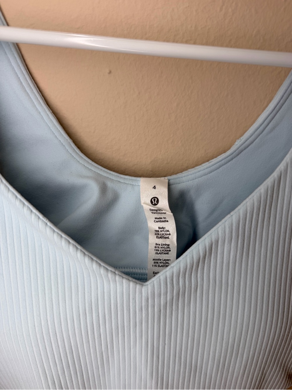 lululemon pale blue ribbed V-neck tank top - Picture 2 of 4